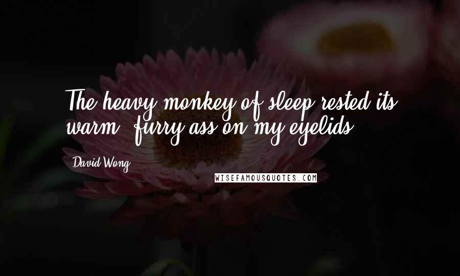 David Wong quotes: The heavy monkey of sleep rested its warm, furry ass on my eyelids.
