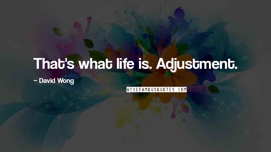 David Wong quotes: That's what life is. Adjustment.