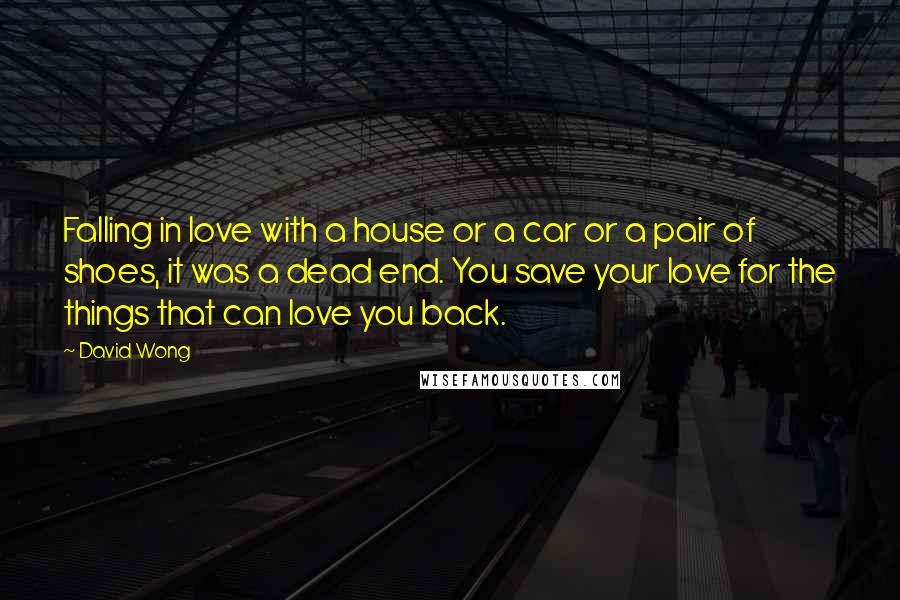David Wong quotes: Falling in love with a house or a car or a pair of shoes, it was a dead end. You save your love for the things that can love you