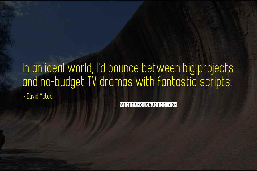 David Yates quotes: In an ideal world, I'd bounce between big projects and no-budget TV dramas with fantastic scripts.