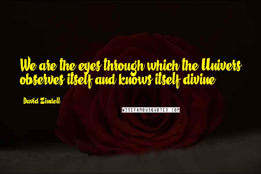 David Zindell quotes: We are the eyes through which the Univers observes itself and knows itself divine. David Zindell quotes: We are the eyes through which the Univers observes itself and knows itself divine.