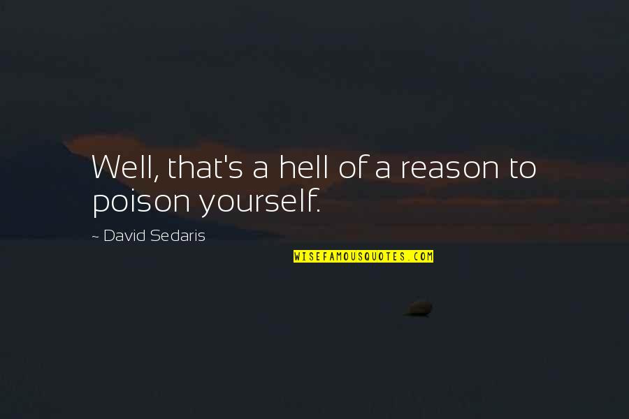 David's Quotes By David Sedaris: Well, that's a hell of a reason to