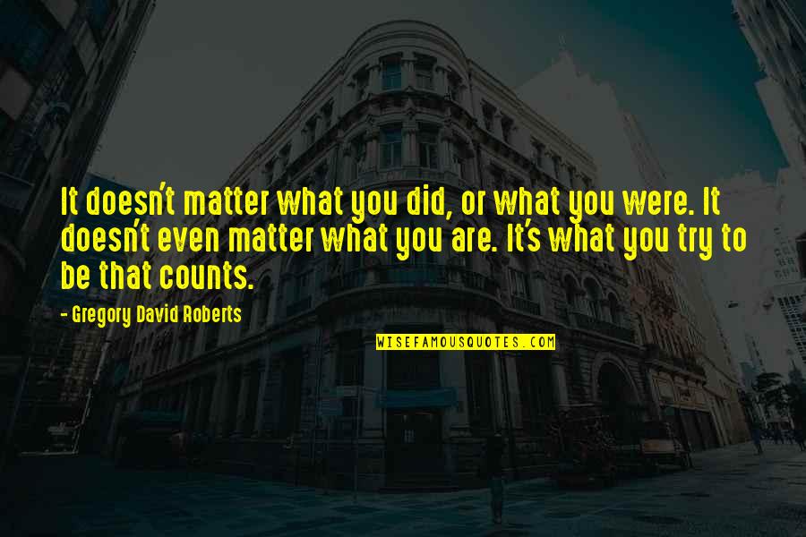 David's Quotes By Gregory David Roberts: It doesn't matter what you did, or what