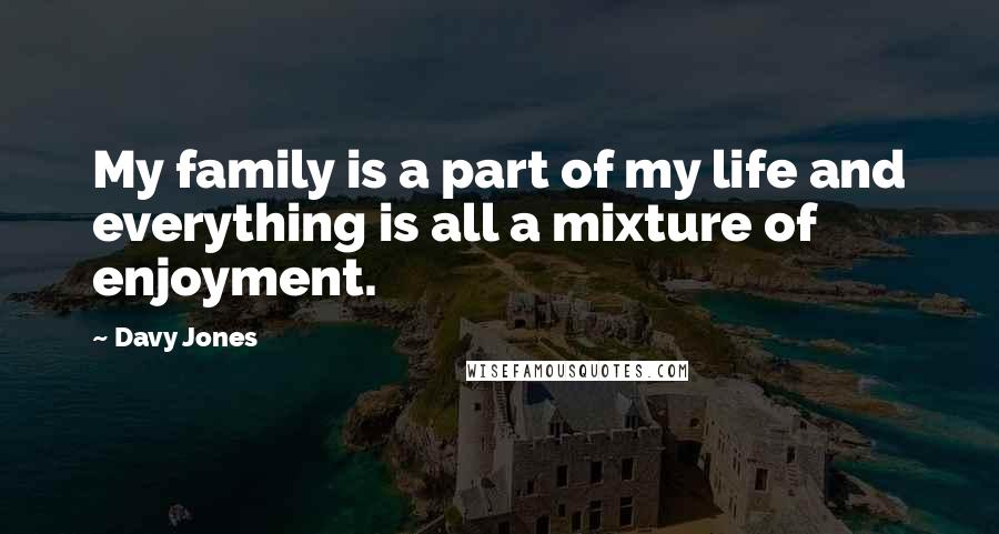 Davy Jones quotes: My family is a part of my life and everything is all a mixture of enjoyment.