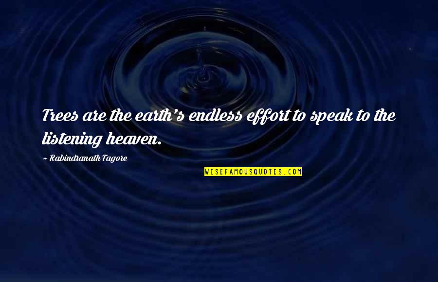 Dawdlers Quotes By Rabindranath Tagore: Trees are the earth's endless effort to speak Dawdlers Quotes By Rabindranath Tagore: Trees are the earth's endless effort to speak