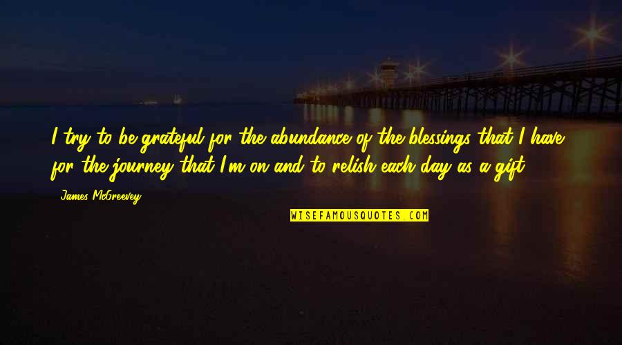 Day Blessings Quotes By James McGreevey: I try to be grateful for the abundance