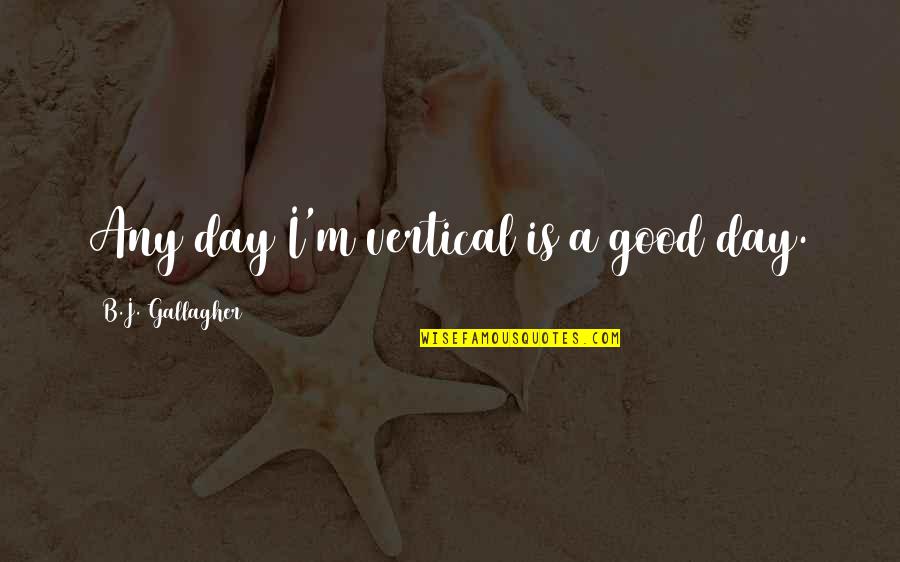 Day By Day Motivational Quotes By B.J. Gallagher: Any day I'm vertical is a good day.