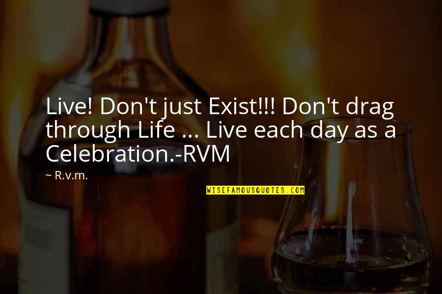 Day By Day Motivational Quotes By R.v.m.: Live! Don't just Exist!!! Don't drag through Life