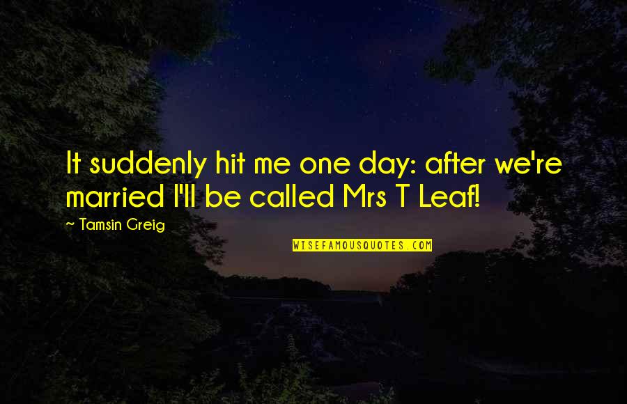 Day Day Quotes By Tamsin Greig: It suddenly hit me one day: after we're