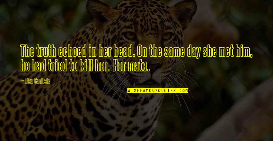 Day I Met Her Quotes By Lisa Carlisle: The truth echoed in her head. On the Day I Met Her Quotes By Lisa Carlisle: The truth echoed in her head. On the