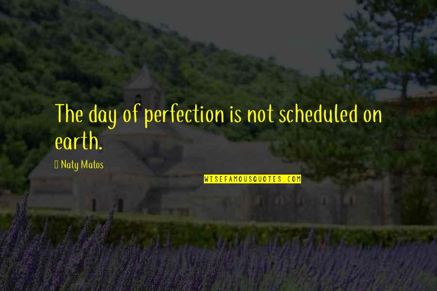 Day Of The Earth Quotes By Naty Matos: The day of perfection is not scheduled on Day Of The Earth Quotes By Naty Matos: The day of perfection is not scheduled on