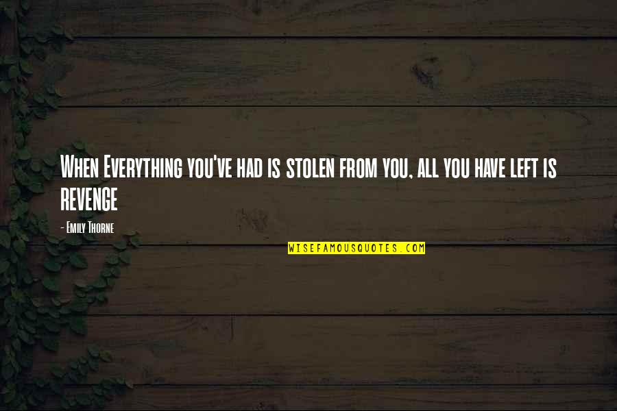 Day That Changed My Life Quotes By Emily Thorne: When Everything you've had is stolen from you,