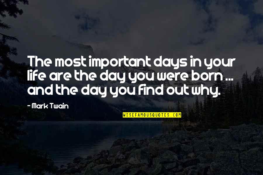 Day You Are Born Quotes By Mark Twain: The most important days in your life are Day You Are Born Quotes By Mark Twain: The most important days in your life are