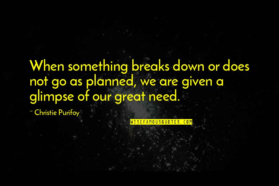 Daybreaks Pet Quotes By Christie Purifoy: When something breaks down or does not go