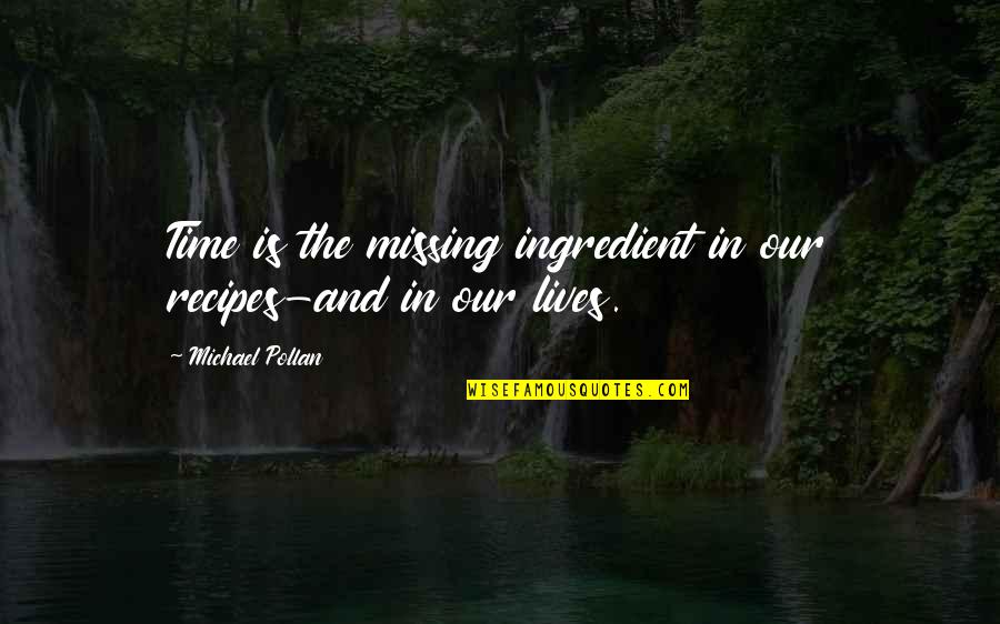 Dayfall Quotes By Michael Pollan: Time is the missing ingredient in our recipes-and