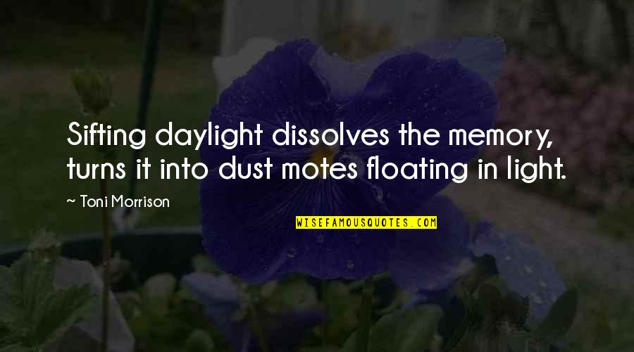 Daylight Quotes By Toni Morrison: Sifting daylight dissolves the memory, turns it into