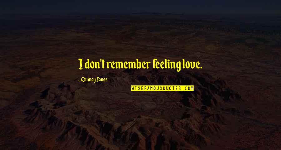 Daymakers Santa Barbara Quotes By Quincy Jones: I don't remember feeling love.