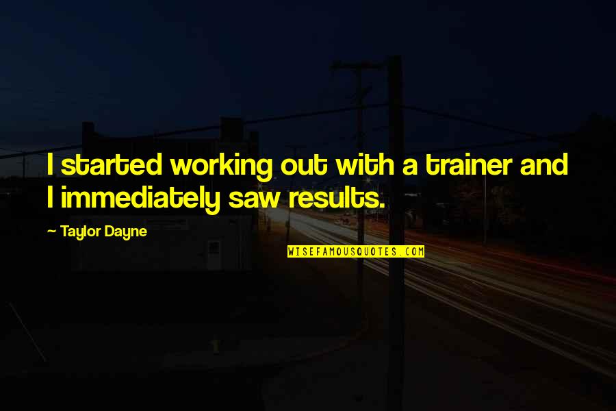 Dayne Quotes By Taylor Dayne: I started working out with a trainer and Dayne Quotes By Taylor Dayne: I started working out with a trainer and