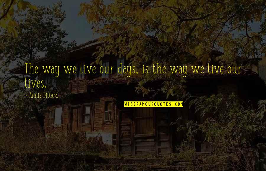 Days Of Our Lives Quotes By Annie Dillard: The way we live our days, is the