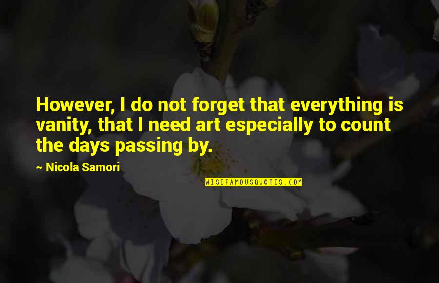 Days Passing Quotes By Nicola Samori: However, I do not forget that everything is