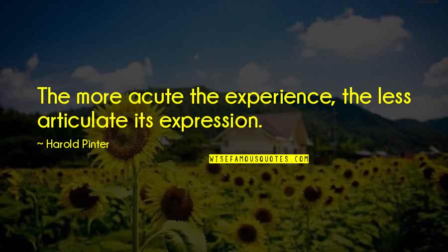 Daysha Bramble Quotes By Harold Pinter: The more acute the experience, the less articulate