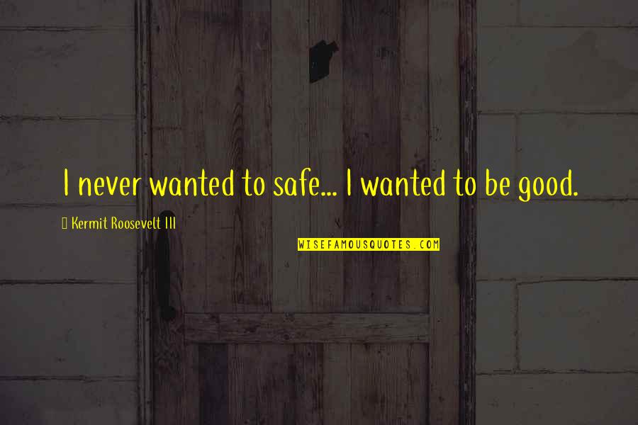 Dbutt Quotes By Kermit Roosevelt III: I never wanted to safe... I wanted to