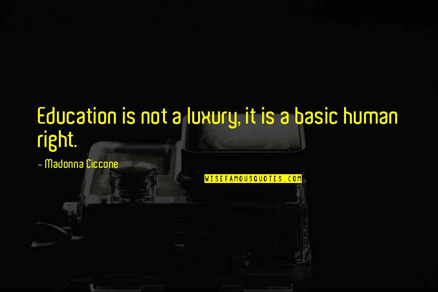 Dcision Quotes By Madonna Ciccone: Education is not a luxury, it is a