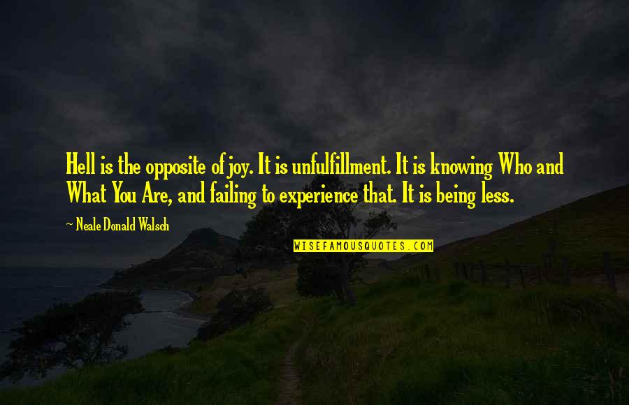 De Borgnes Quotes By Neale Donald Walsch: Hell is the opposite of joy. It is