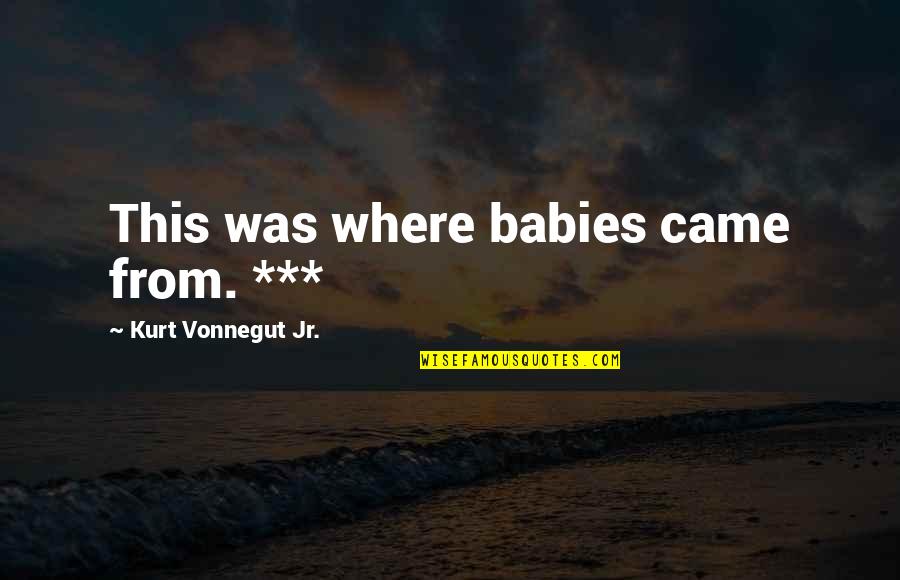 De Giulio Drugstore Quotes By Kurt Vonnegut Jr.: This was where babies came from. *** De Giulio Drugstore Quotes By Kurt Vonnegut Jr.: This was where babies came from. ***