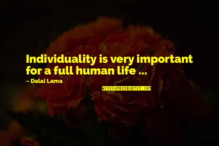 De Gruchy Department Quotes By Dalai Lama: Individuality is very important for a full human