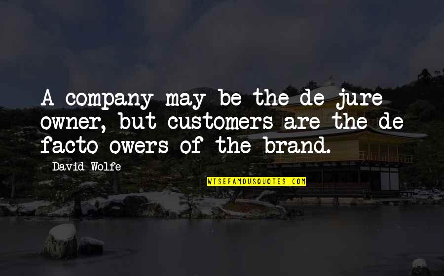 De Jure Quotes By David Wolfe: A company may be the de jure owner,