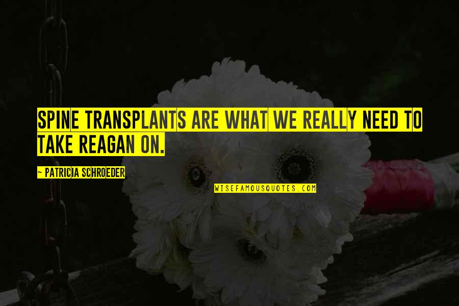De Magnete Quotes By Patricia Schroeder: Spine transplants are what we really need to