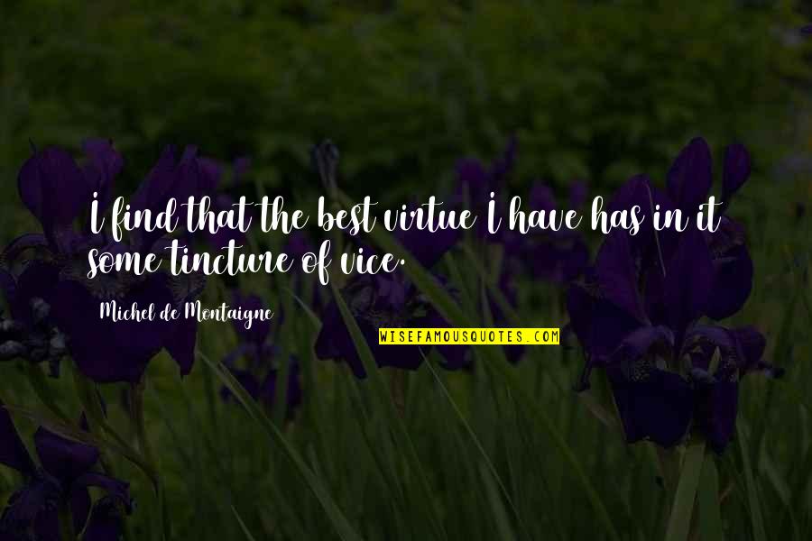 De Montaigne Quotes By Michel De Montaigne: I find that the best virtue I have