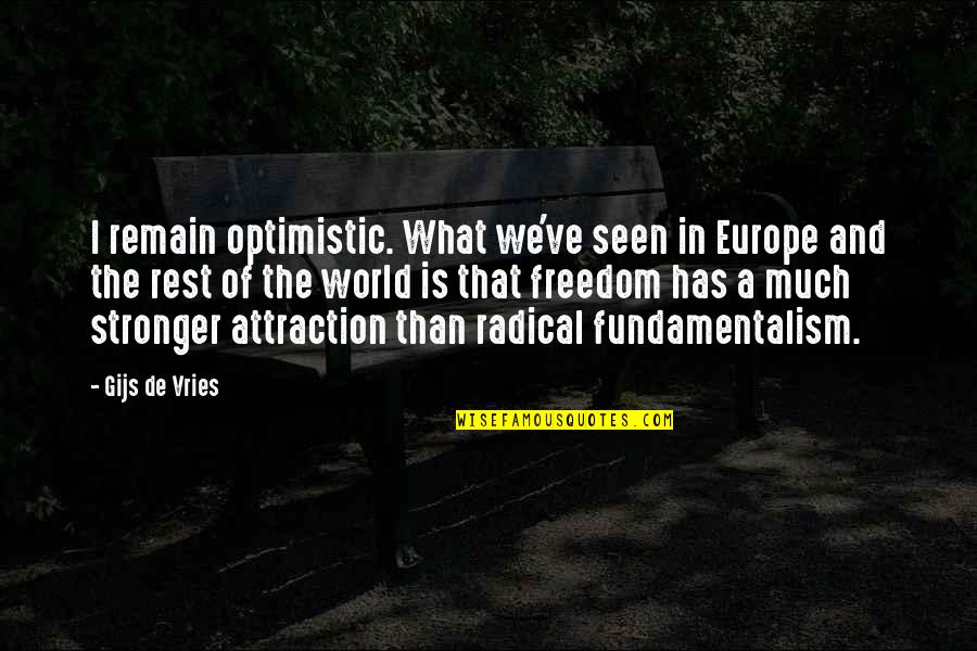 De Vries Quotes By Gijs De Vries: I remain optimistic. What we've seen in Europe