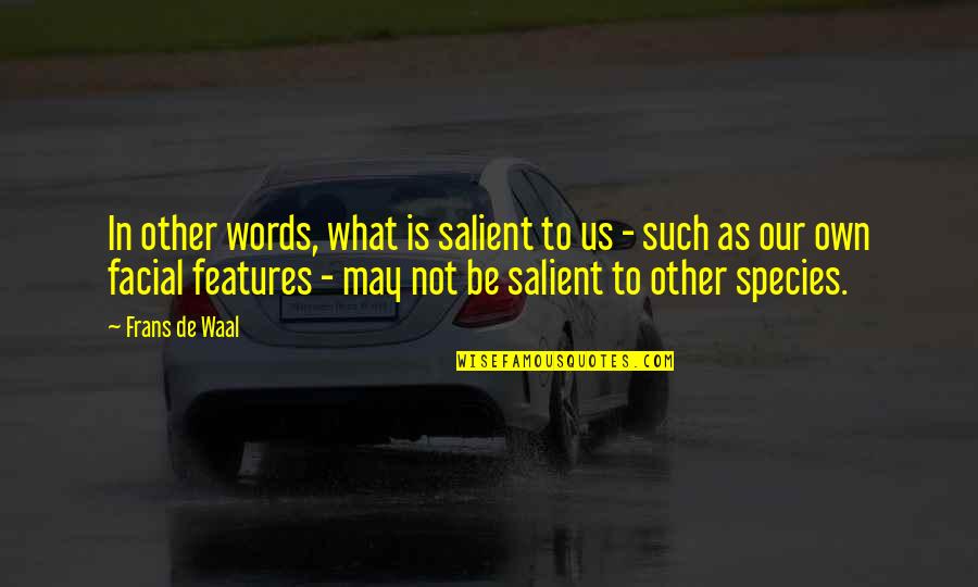 De Waal Quotes By Frans De Waal: In other words, what is salient to us De Waal Quotes By Frans De Waal: In other words, what is salient to us