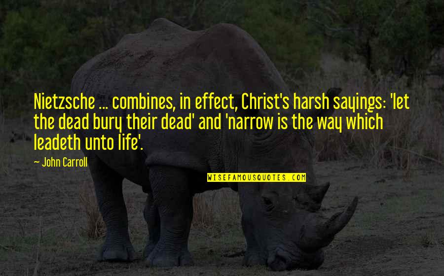 Dead And Life Quotes By John Carroll: Nietzsche ... combines, in effect, Christ's harsh sayings: