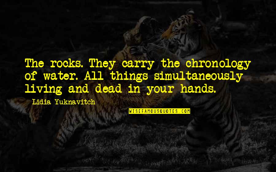 Dead And Living Quotes By Lidia Yuknavitch: The rocks. They carry the chronology of water.