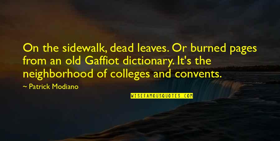 Dead Leaves Quotes By Patrick Modiano: On the sidewalk, dead leaves. Or burned pages