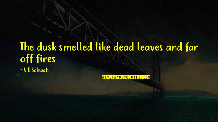 Dead Leaves Quotes By V.E Schwab: The dusk smelled like dead leaves and far