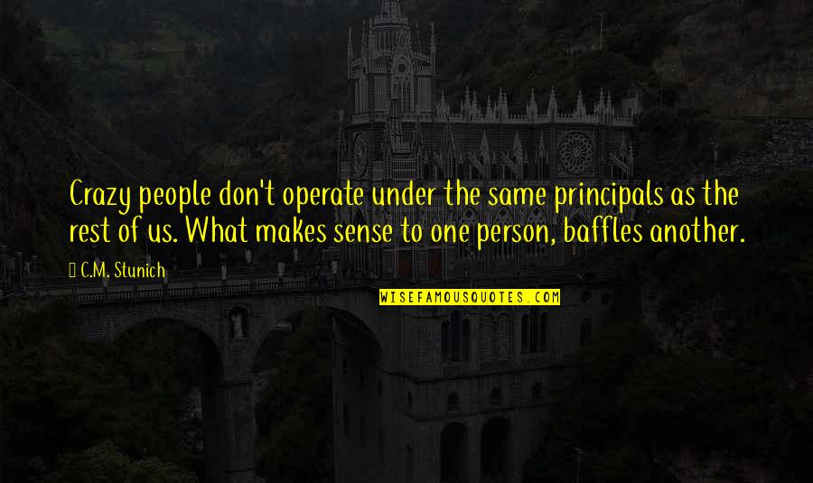 Dead Money Quotes By C.M. Stunich: Crazy people don't operate under the same principals