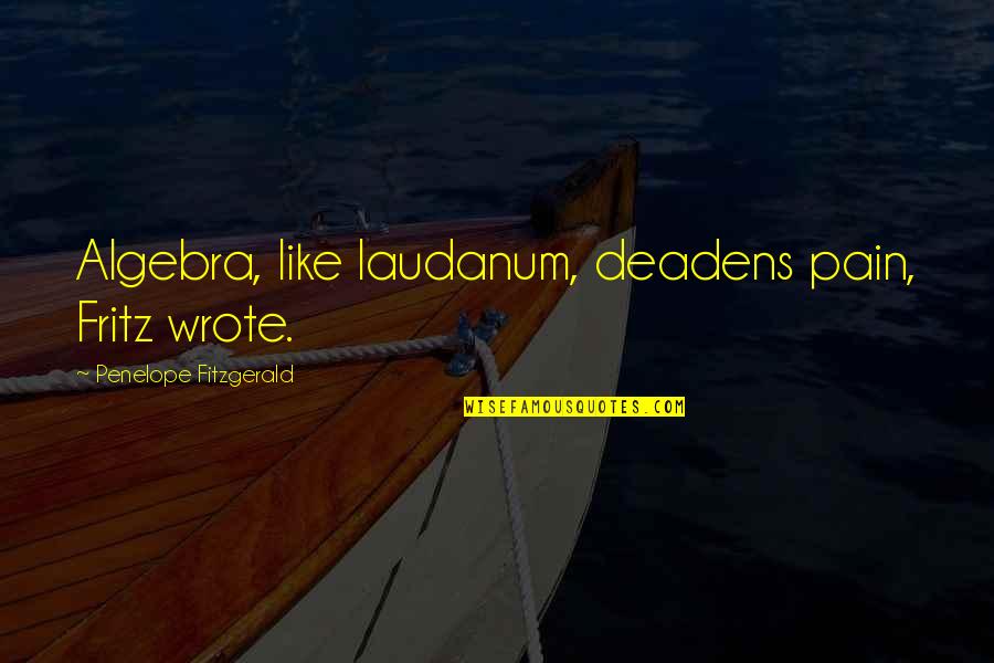 Deadens Quotes By Penelope Fitzgerald: Algebra, like laudanum, deadens pain, Fritz wrote.