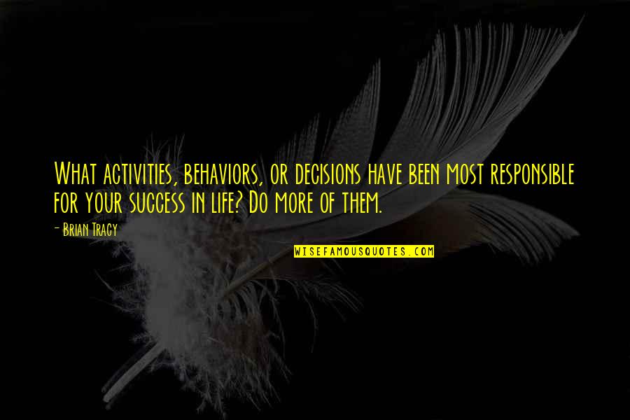 Deadly Unna Father Quotes By Brian Tracy: What activities, behaviors, or decisions have been most Deadly Unna Father Quotes By Brian Tracy: What activities, behaviors, or decisions have been most
