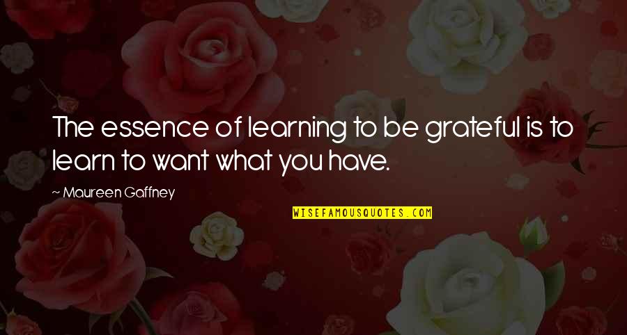 Deagle Quotes By Maureen Gaffney: The essence of learning to be grateful is