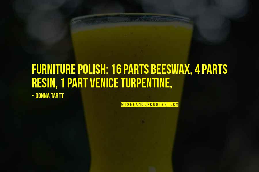 Dealing With Bullshit Quotes By Donna Tartt: furniture polish: 16 parts beeswax, 4 parts resin,