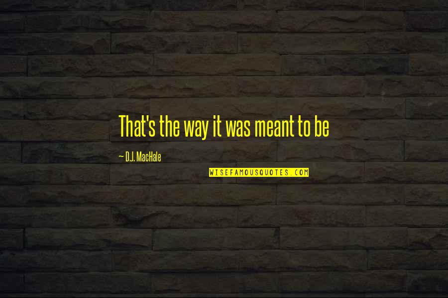 Dealing With Death Of A Parent Quotes By D.J. MacHale: That's the way it was meant to be Dealing With Death Of A Parent Quotes By D.J. MacHale: That's the way it was meant to be