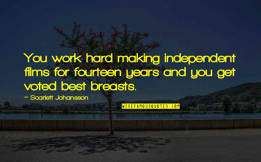 Dean Winchester Inspirational Quotes By Scarlett Johansson: You work hard making independent films for fourteen
