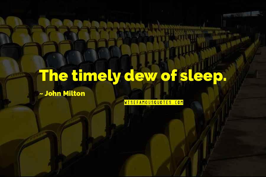 Deangelis Diamond Quotes By John Milton: The timely dew of sleep.