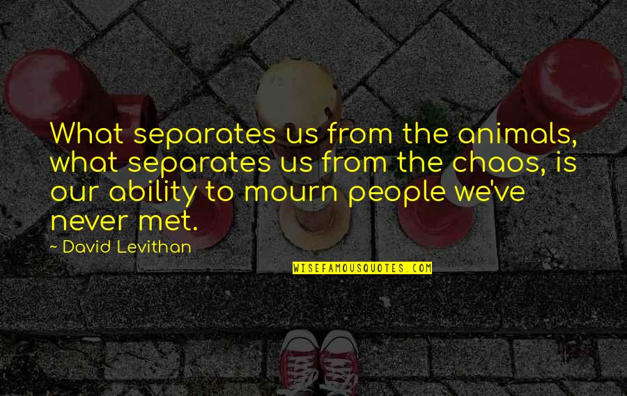 Death 9/11 Quotes By David Levithan: What separates us from the animals, what separates