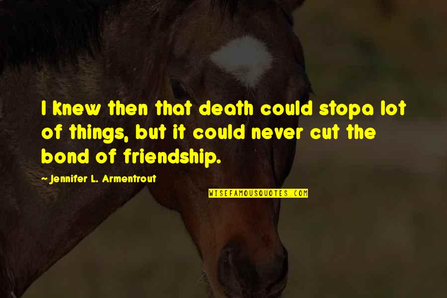 Death And Friendship Quotes By Jennifer L. Armentrout: I knew then that death could stopa lot
