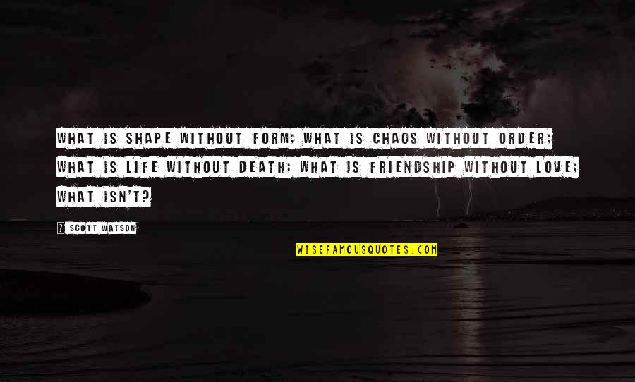 Death And Friendship Quotes By Scott Watson: What is shape without form; What is chaos